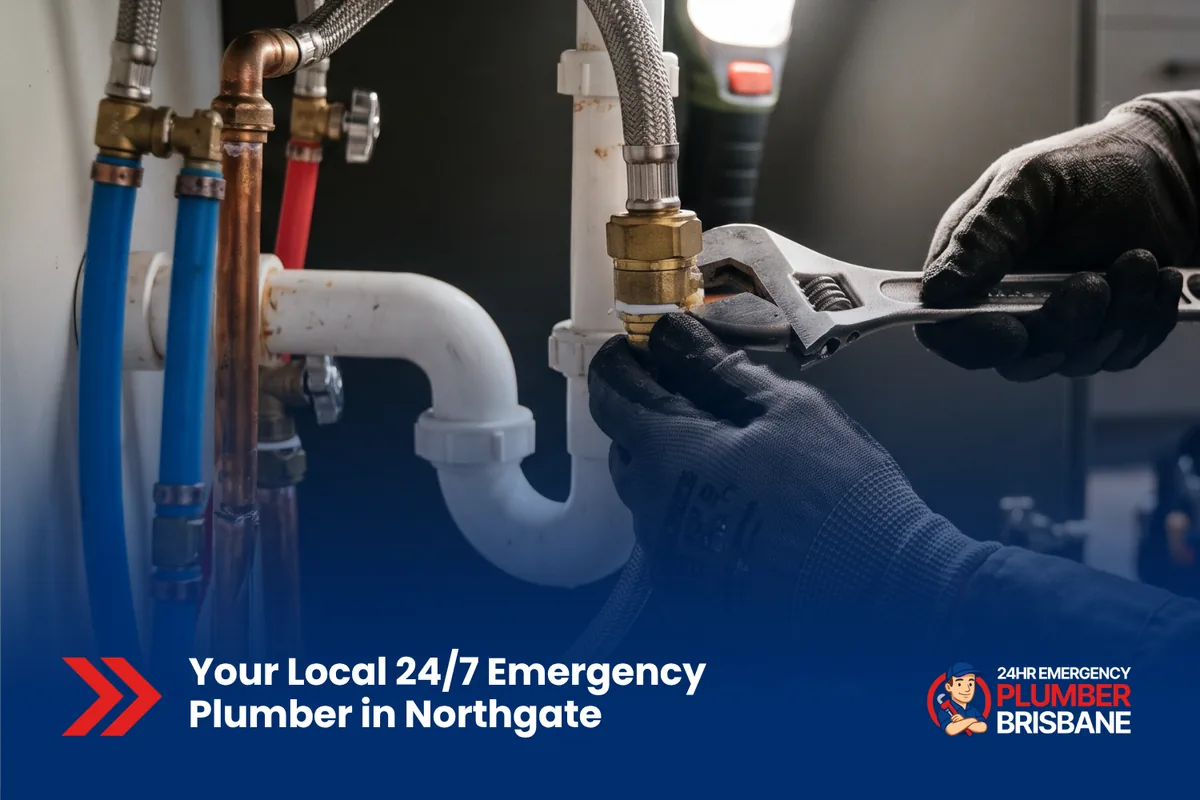 Your local 24/7 emergency plumber in Northgate repairing under-sink pipework
