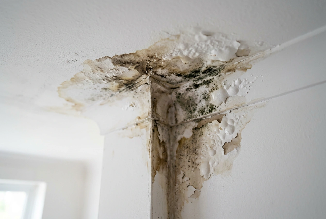 Signs of a water leak—water stains, mould, high water bills